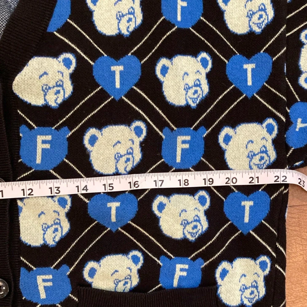 Teddy Fresh x Care Bears Diamond Cardigan Sweater Jacquard EUC Unisex XL
